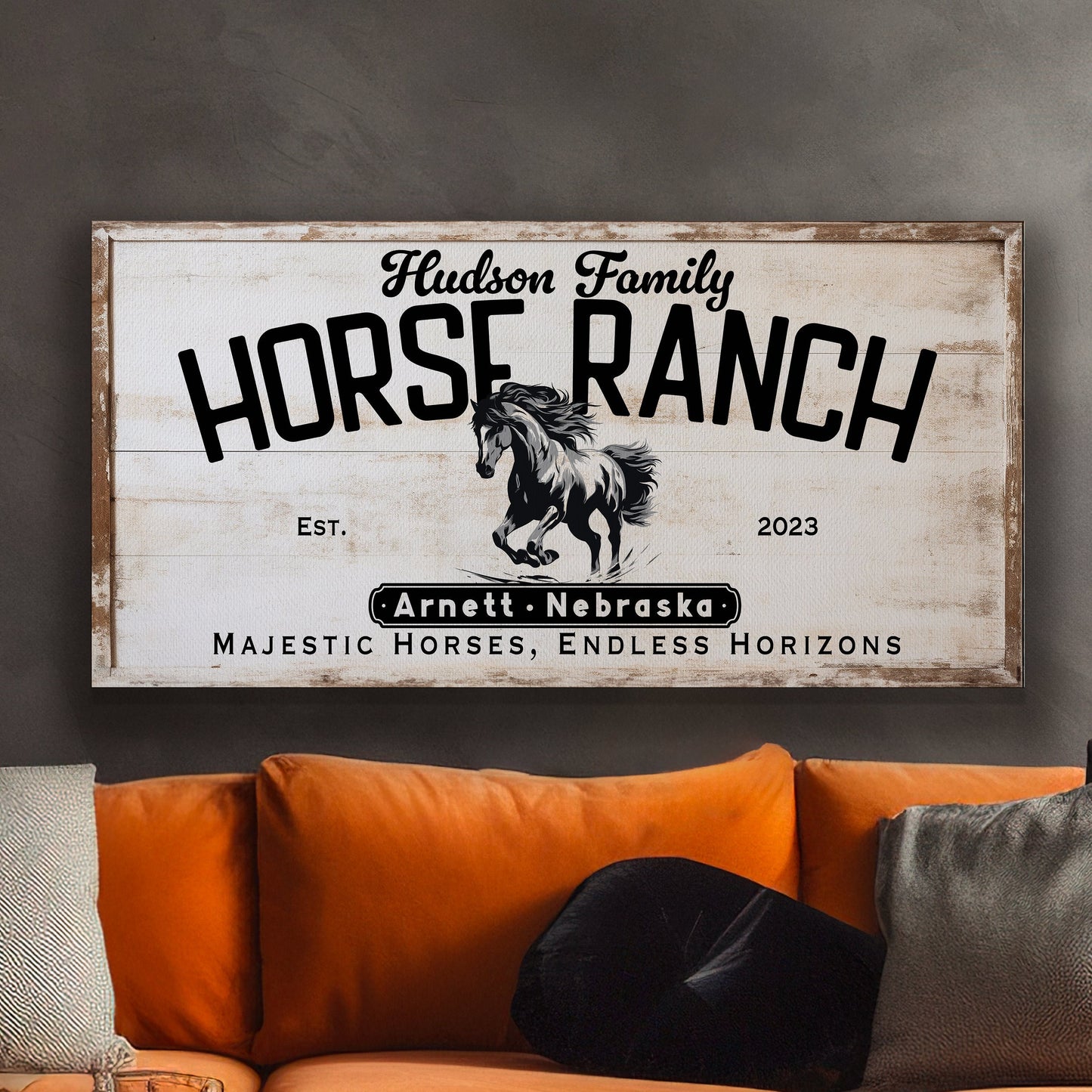 Farmhouse Sign, Personalized Homestead Sign, Farmhouse Wall Decor, Custom Family Name Farmhouse Sign, Name Date Farmstead Large Canvas Print