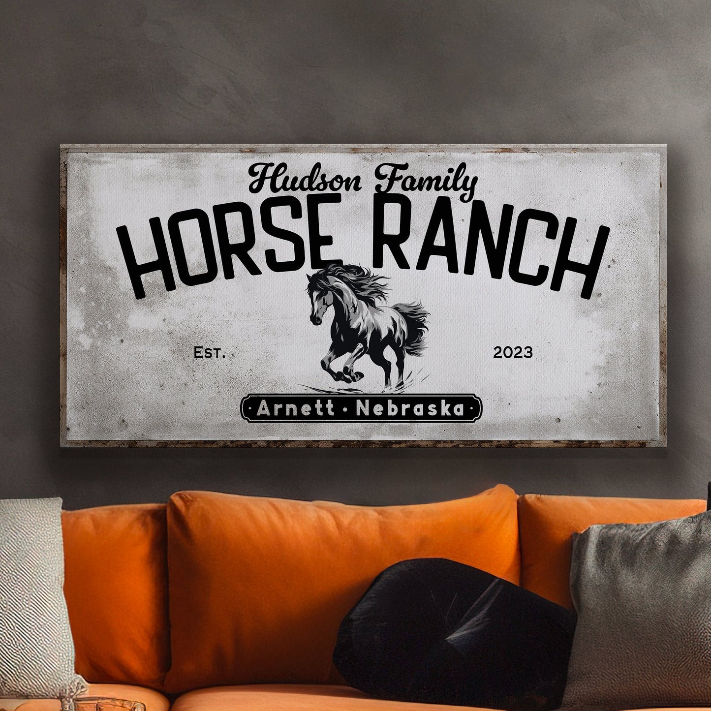 Farmhouse Sign, Personalized Homestead Sign, Farmhouse Wall Decor, Custom Family Name Farmhouse Sign, Name Date Farmstead Large Canvas Print