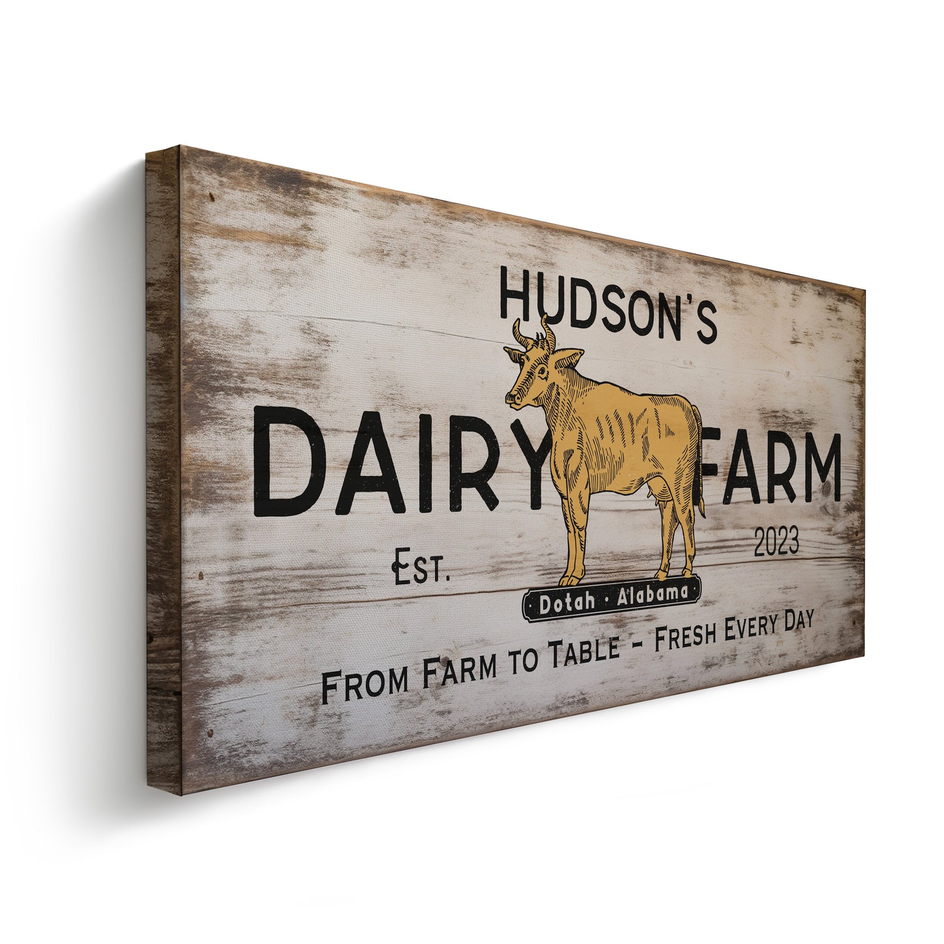 Farmhouse Sign, Personalized Homestead Sign, Farmhouse Wall Decor, Custom Family Name Farmhouse Sign, Name Date Farmstead Large Canvas Print