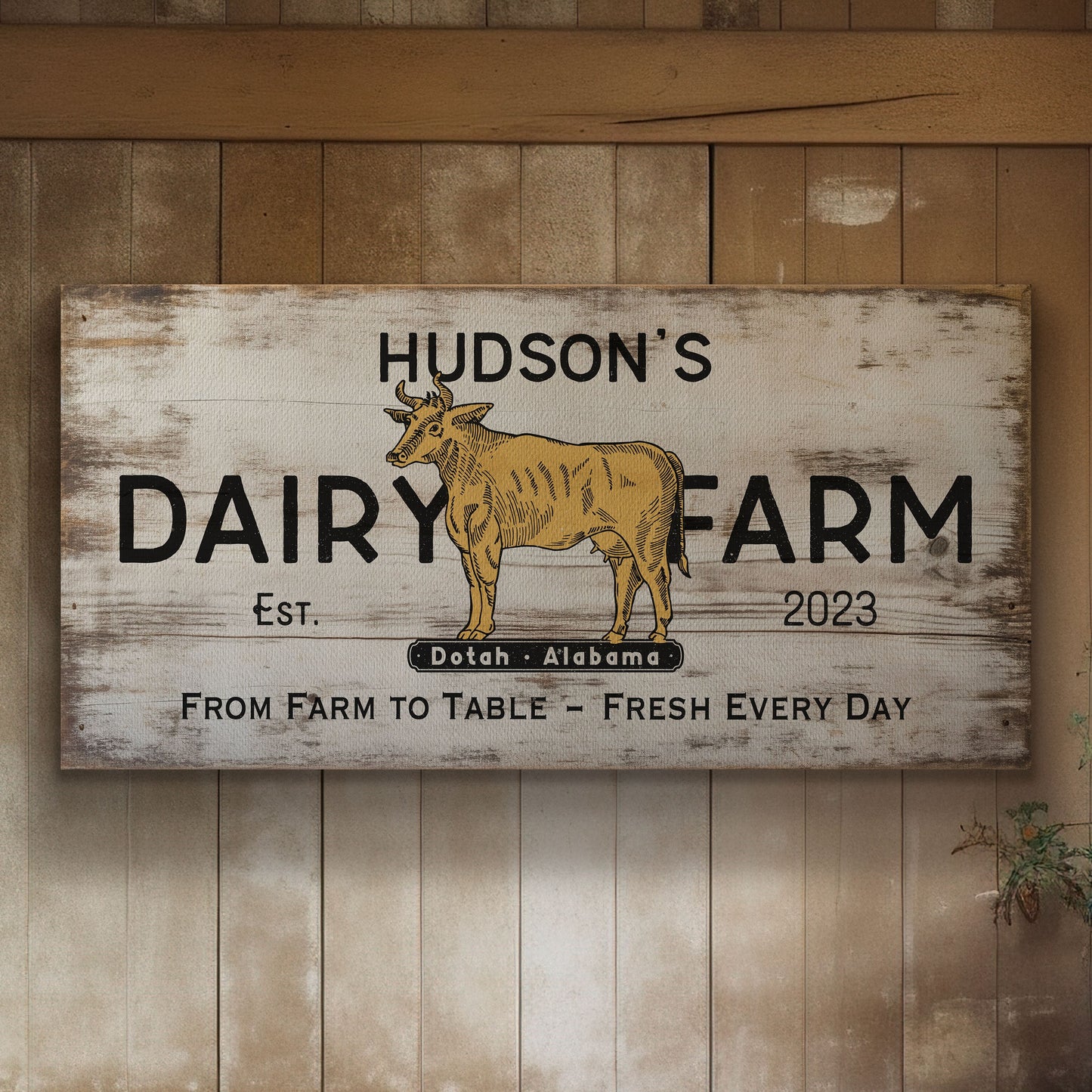 Farmhouse Sign, Personalized Homestead Sign, Farmhouse Wall Decor, Custom Family Name Farmhouse Sign, Name Date Farmstead Large Canvas Print