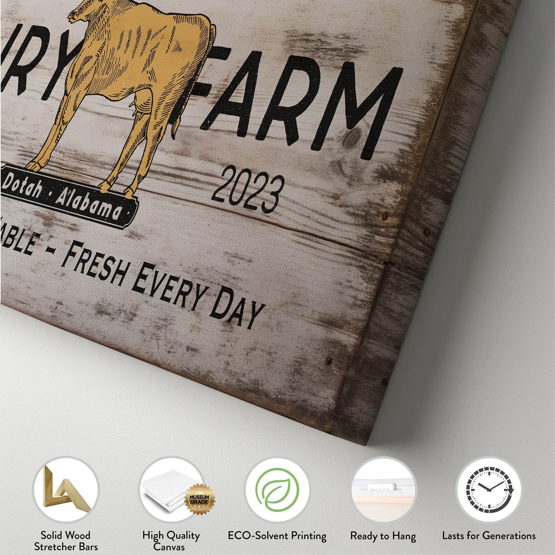 Farmhouse Sign, Personalized Homestead Sign, Farmhouse Wall Decor, Custom Family Name Farmhouse Sign, Name Date Farmstead Large Canvas Print
