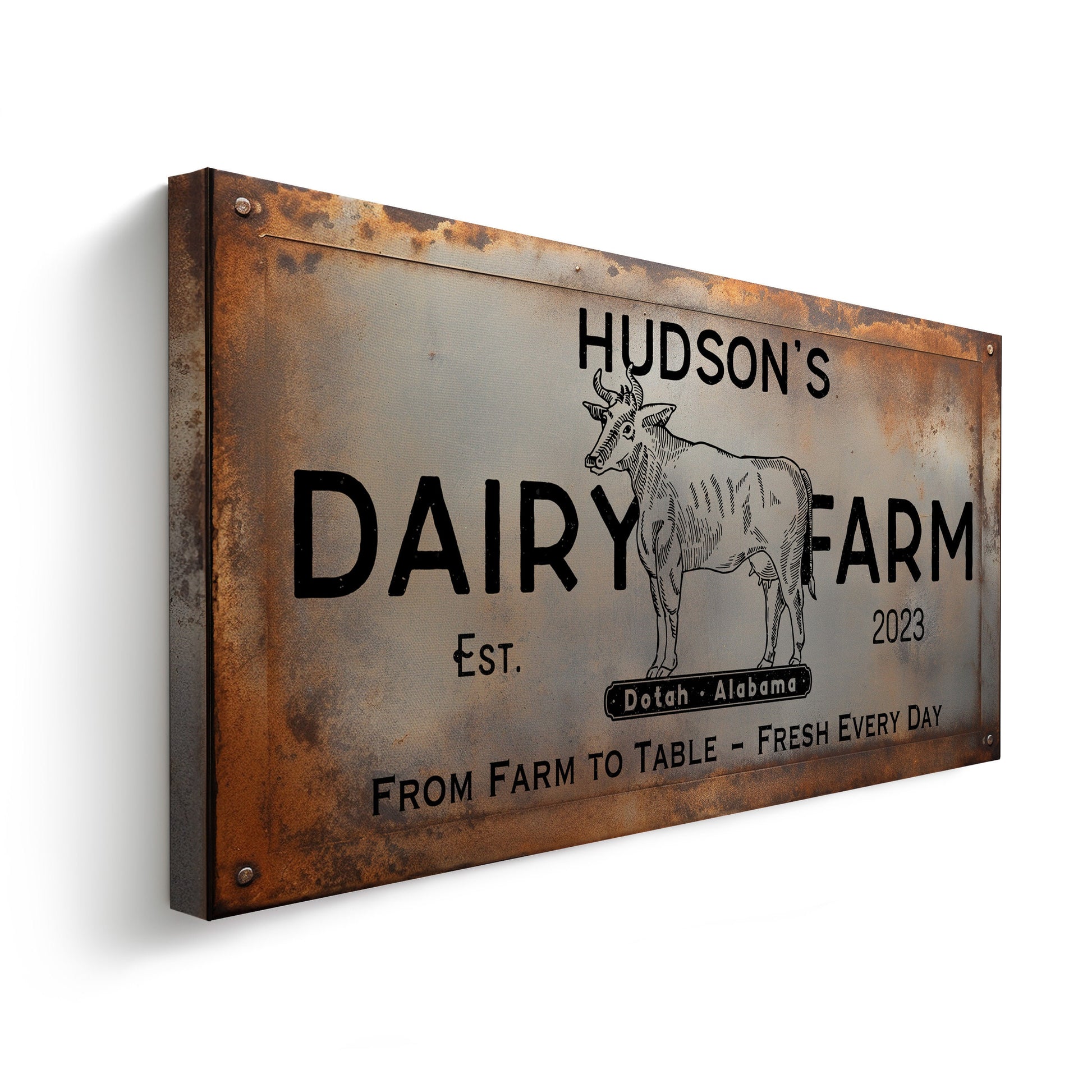 Farmhouse Sign, Personalized Homestead Sign, Farmhouse Wall Decor, Custom Family Name Farmhouse Sign, Name Date Farmstead Large Canvas Print