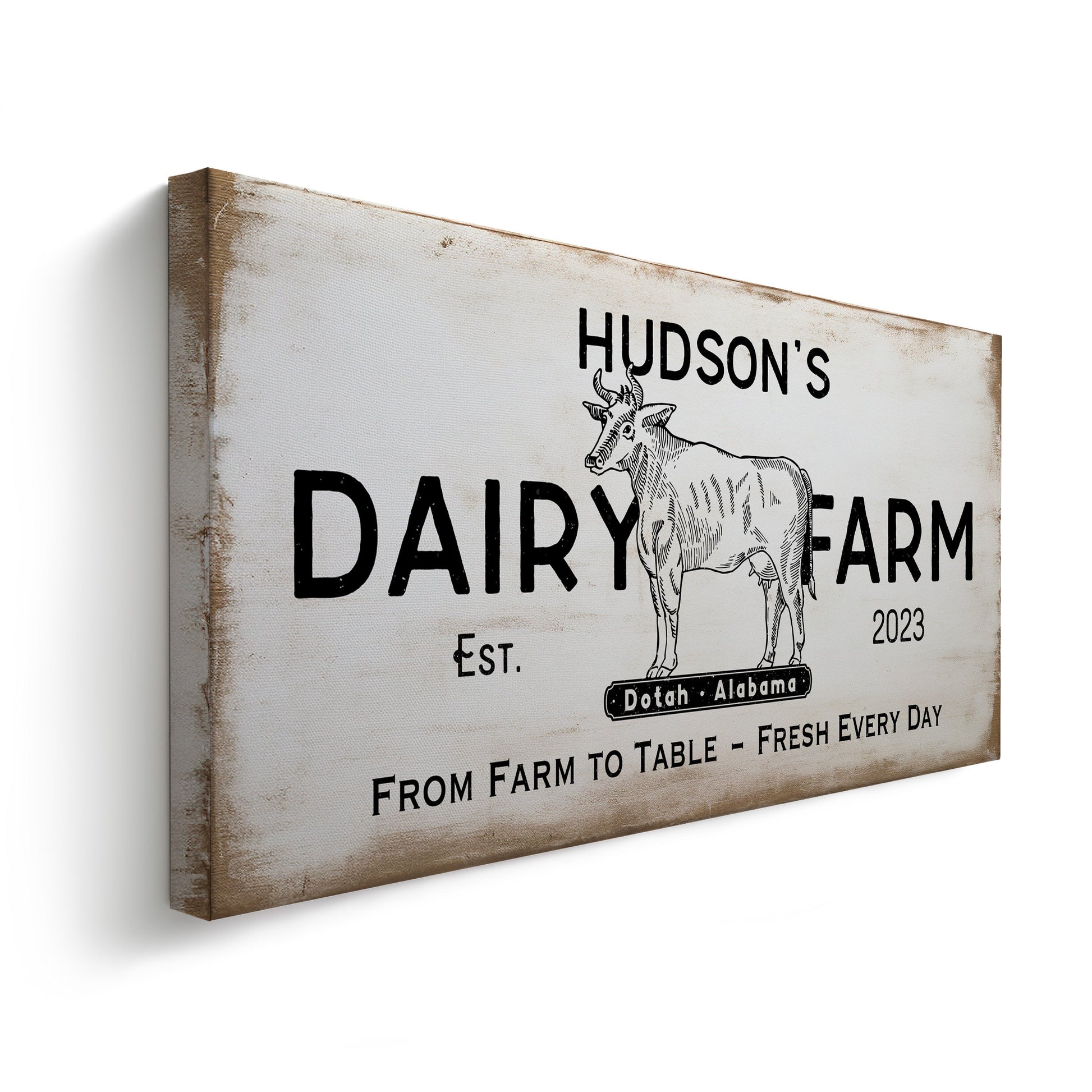 Farmhouse Sign, Personalized Homestead Sign, Farmhouse Wall Decor, Custom Family Name Farmhouse Sign, Name Date Farmstead Large Canvas Print