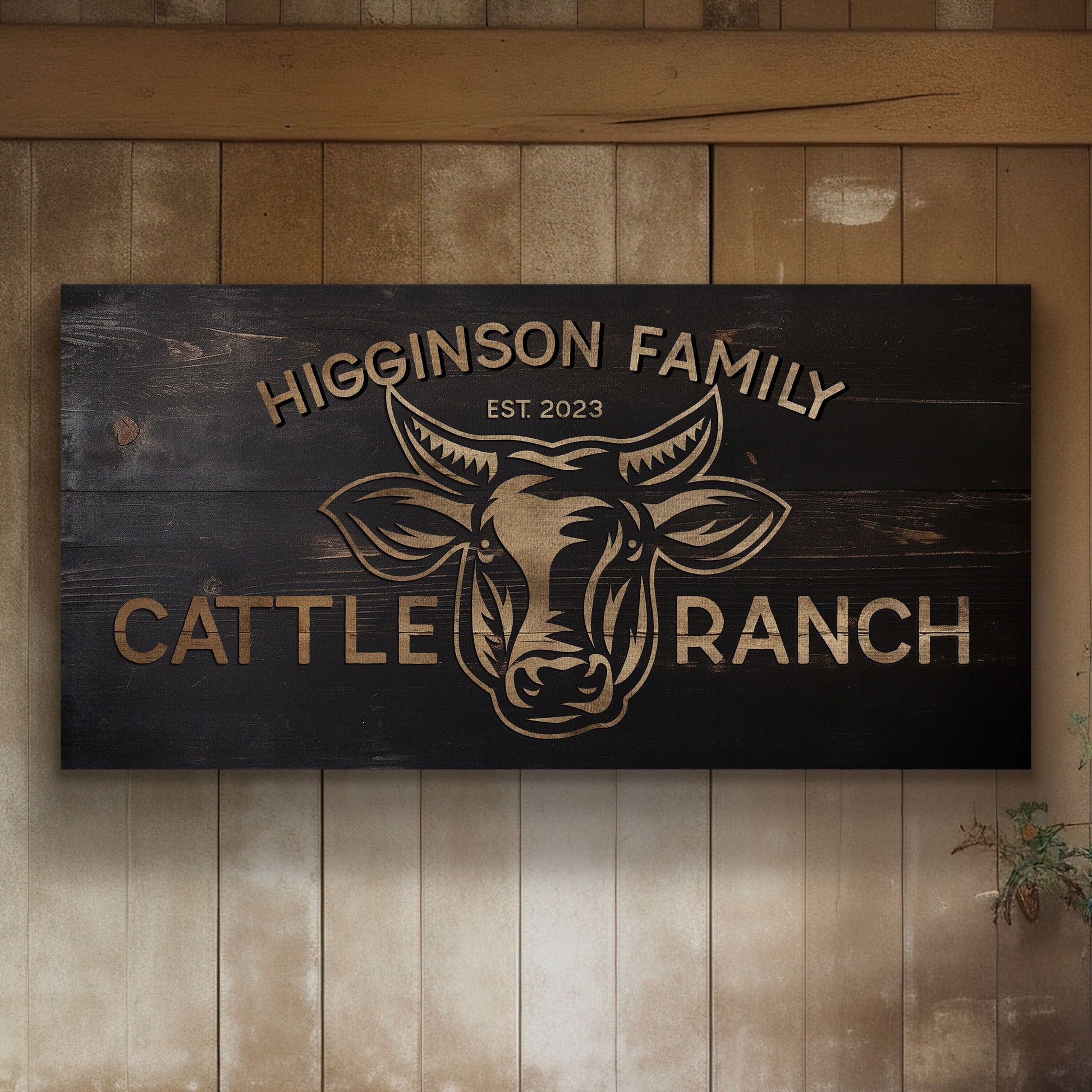 Farmhouse Sign, Personalized Homestead Sign, Farmhouse Wall Decor, Custom Family Name Farmhouse Sign, Name Date Farmstead Large Canvas Print
