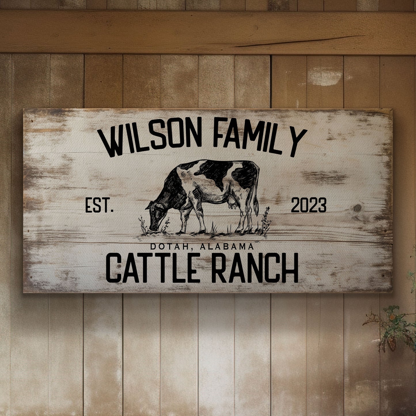 Farmhouse Sign, Personalized Homestead Sign, Farmhouse Wall Decor, Custom Family Name Farmhouse Sign, Name Date Farmstead Large Canvas Print