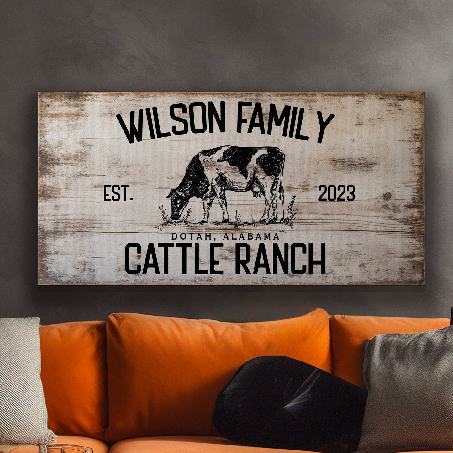 Farmhouse Sign, Personalized Homestead Sign, Farmhouse Wall Decor, Custom Family Name Farmhouse Sign, Name Date Farmstead Large Canvas Print