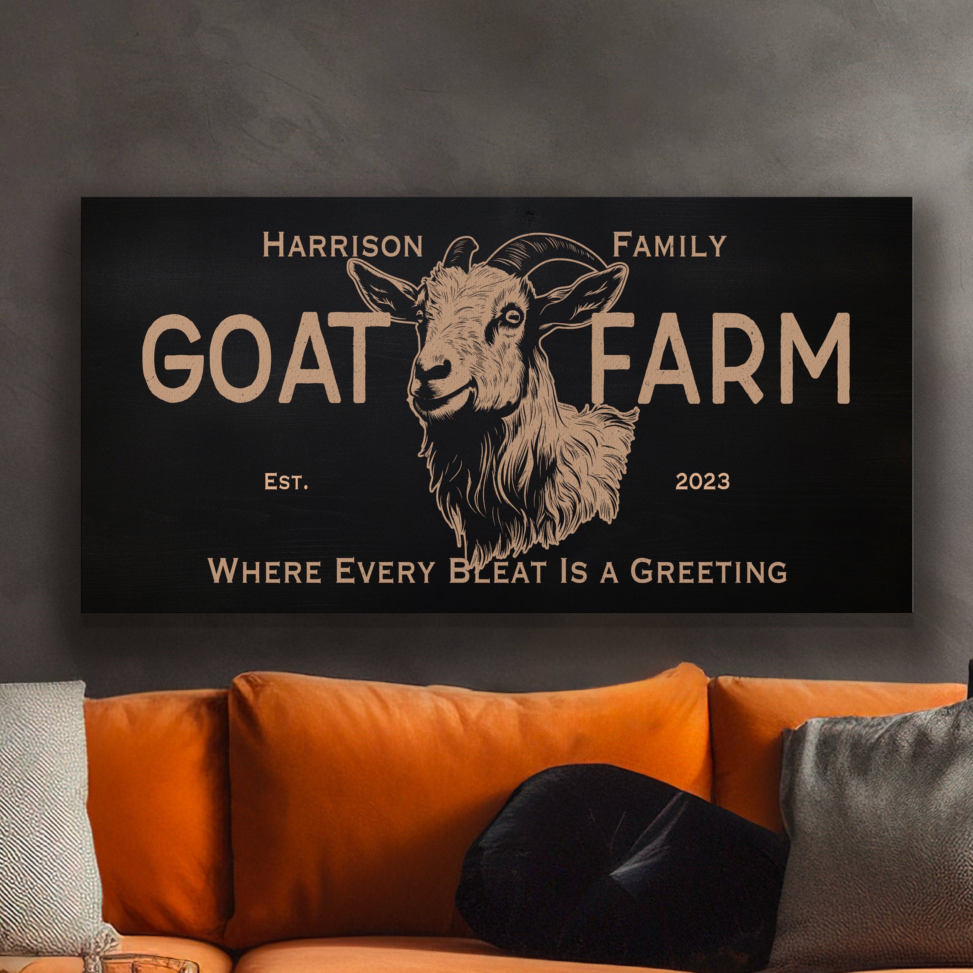 Farmhouse Sign, Personalized Homestead Sign, Farmhouse Wall Decor, Custom Family Name Farmhouse Sign, Name Date Farmstead Large Canvas Print