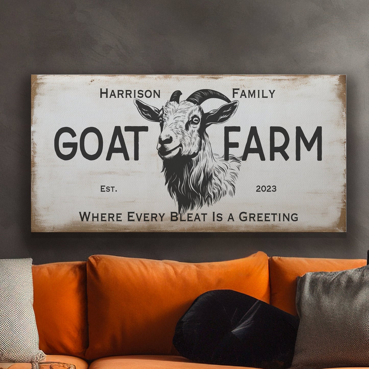 Farmhouse Sign, Personalized Homestead Sign, Farmhouse Wall Decor, Custom Family Name Farmhouse Sign, Name Date Farmstead Large Canvas Print
