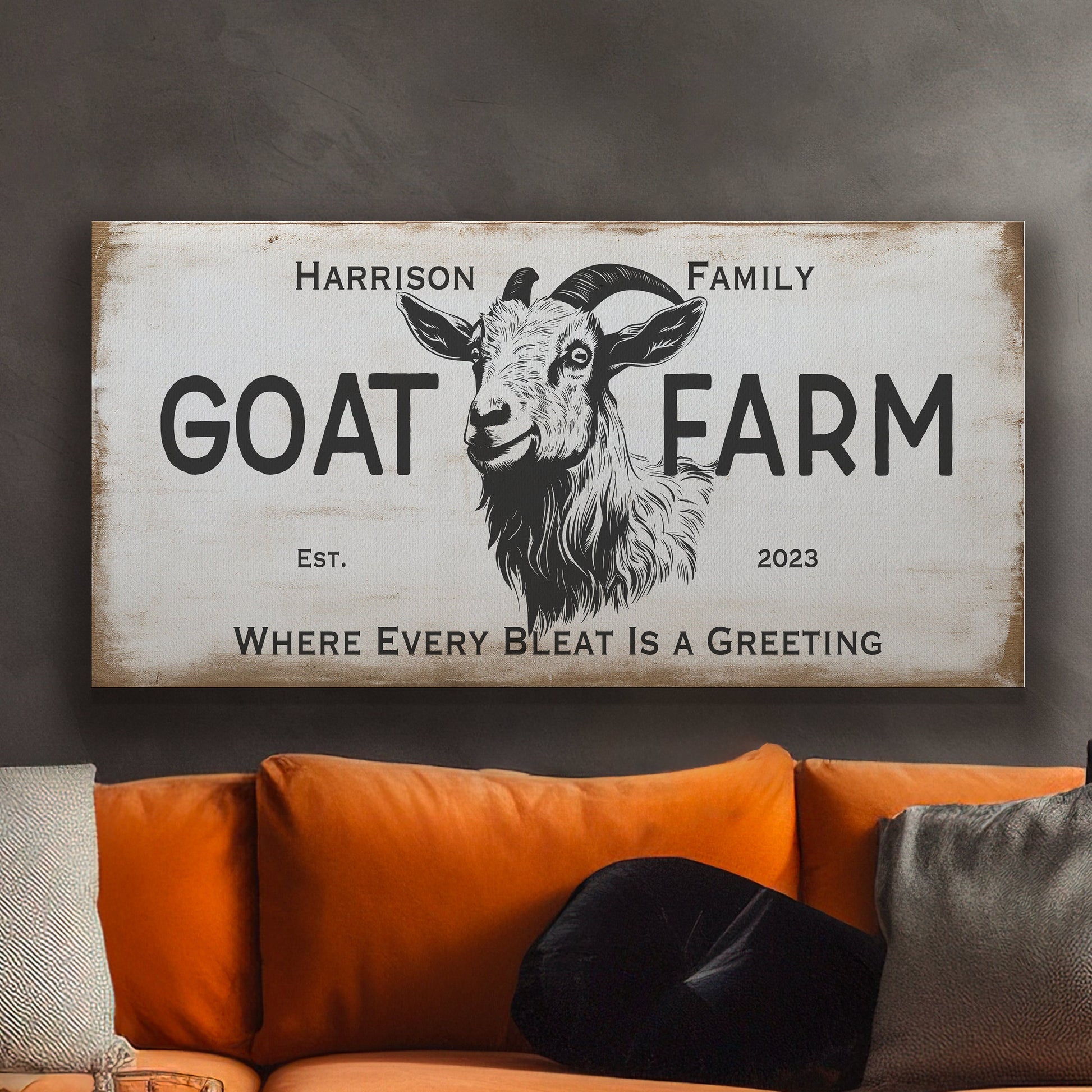 Farmhouse Sign, Personalized Homestead Sign, Farmhouse Wall Decor, Custom Family Name Farmhouse Sign, Name Date Farmstead Large Canvas Print