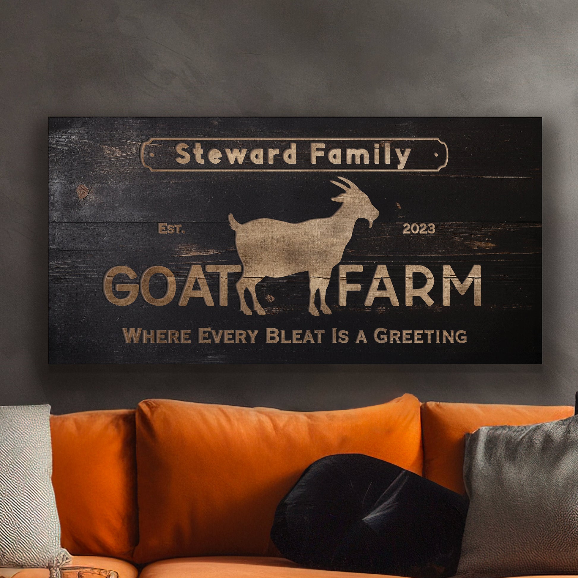 Farmhouse Sign, Personalized Homestead Sign, Farmhouse Wall Decor, Custom Family Name Farmhouse Sign, Name Date Farmstead Large Canvas Print
