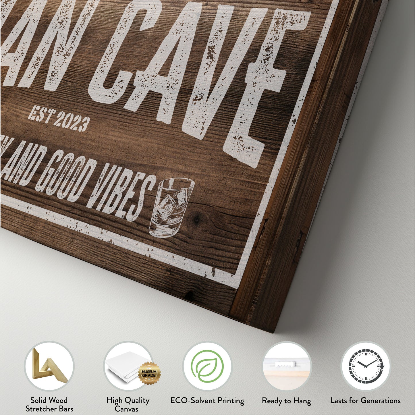 Personalized Man Cave Sign, Canvas Decor For men, Bar Signage For Basement, Father's Day Gifts, Custom Hideout Canvas Art