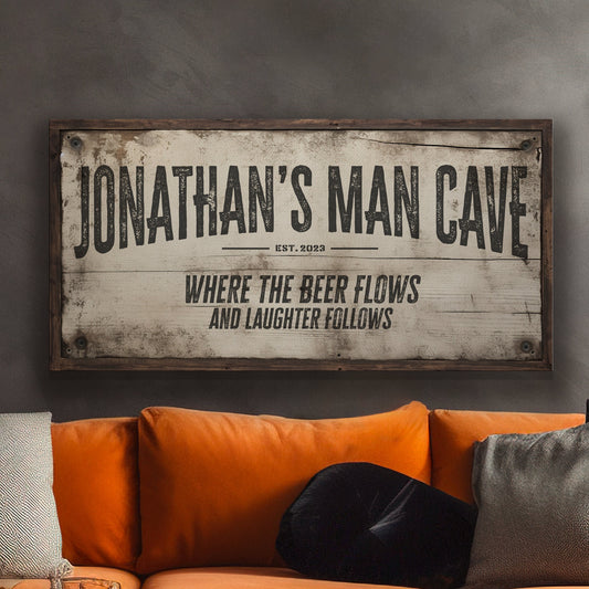 Personalized Man Cave Sign, Canvas Decor For men, Bar Signage For Basement, Father's Day Gifts, Custom Hideout Canvas Art