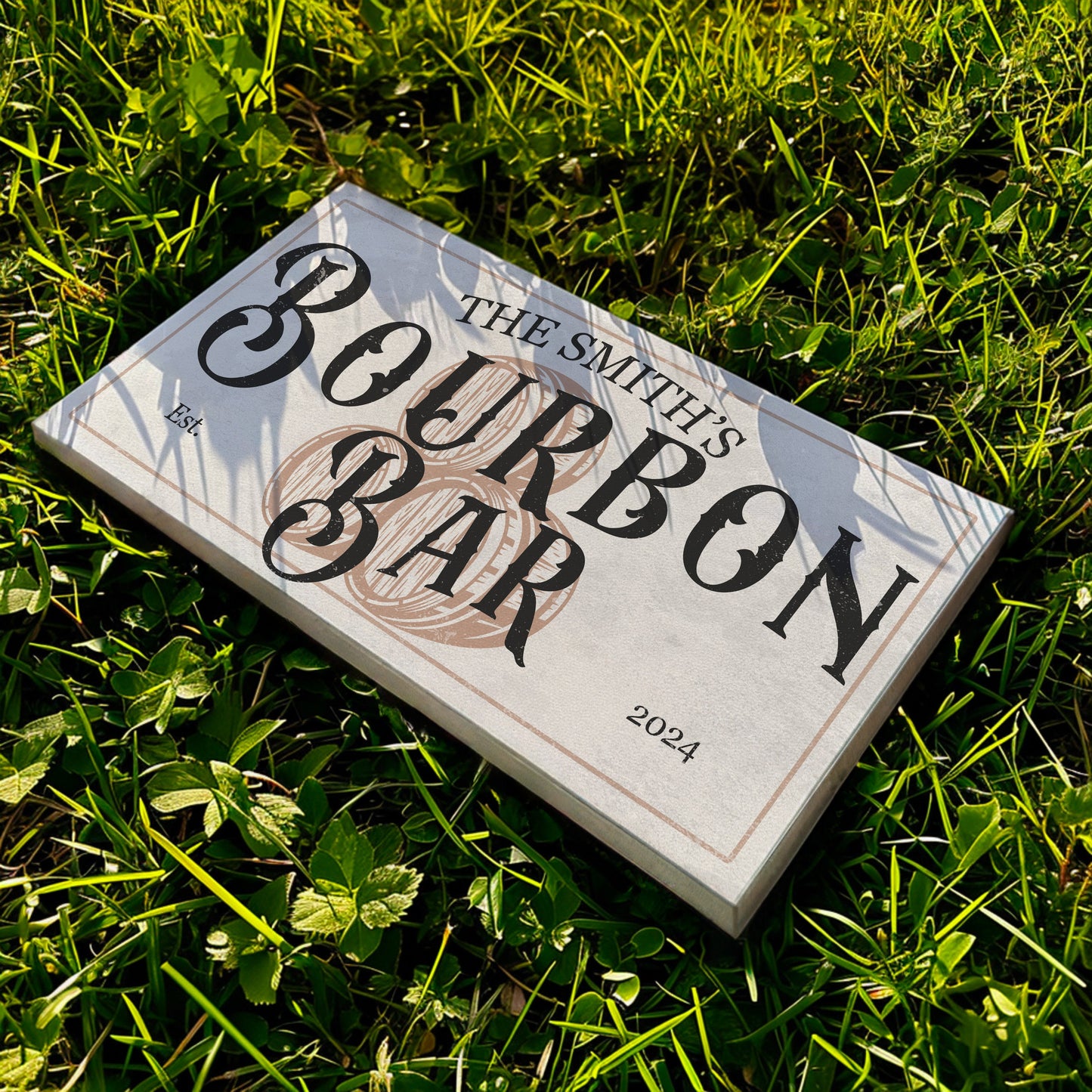 Custom Bourbon Bar Sign - Personalized Man Cave Canvas Art - Whiskey Bar Rustic Decor with Custom Family Name - High Quality Canvas Print