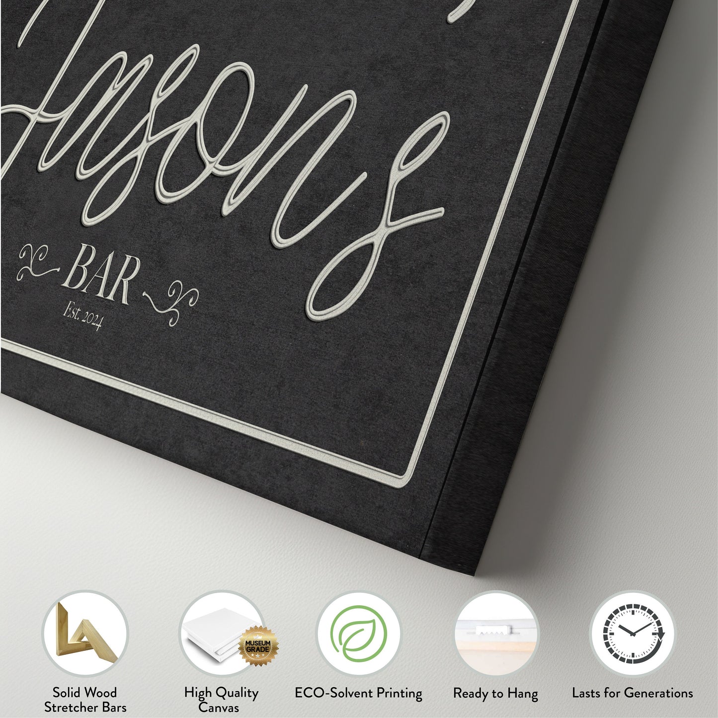 Custom Whiskey Bar Sign - Personalized Man Cave Canvas Art - Rustic Decor with Custom Family Name - Elegant Bar High Quality Canvas Print