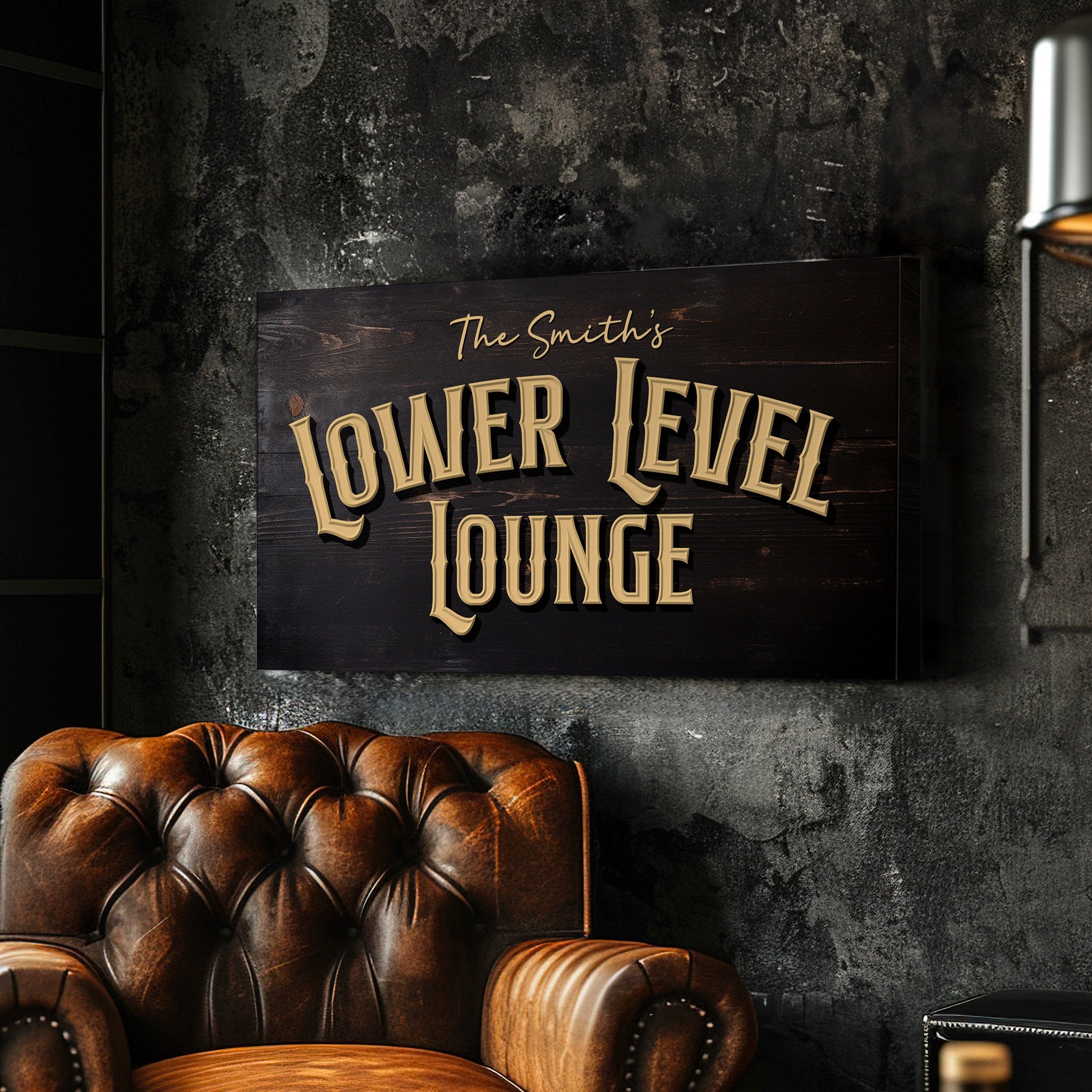 Custom Whiskey Bar Sign - Personalized Man Cave Canvas Art - Lower Level Lounge Decor with Custom Family Name - High Quality Canvas Print