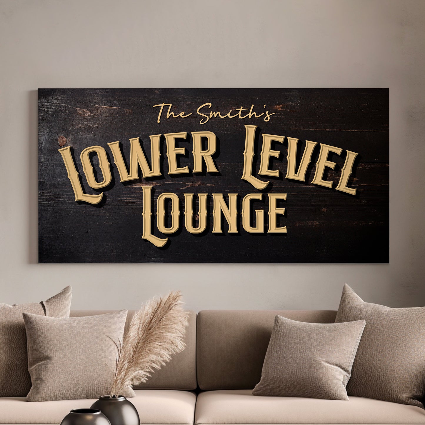 Custom Whiskey Bar Sign - Personalized Man Cave Canvas Art - Lower Level Lounge Decor with Custom Family Name - High Quality Canvas Print