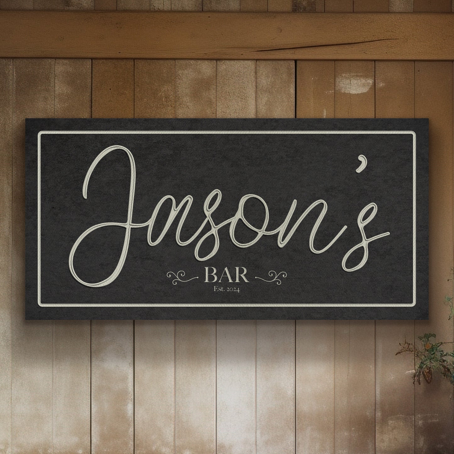 Custom Whiskey Bar Sign - Personalized Man Cave Canvas Art - Rustic Decor with Custom Family Name - Elegant Bar High Quality Canvas Print
