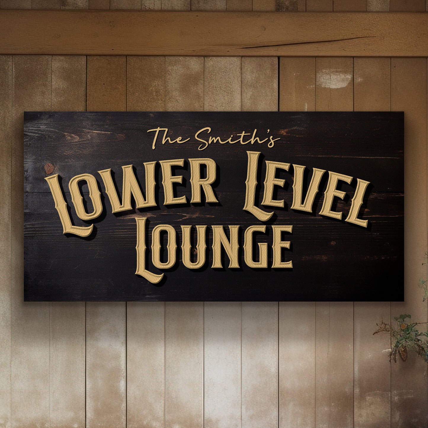 Custom Whiskey Bar Sign - Personalized Man Cave Canvas Art - Lower Level Lounge Decor with Custom Family Name - High Quality Canvas Print