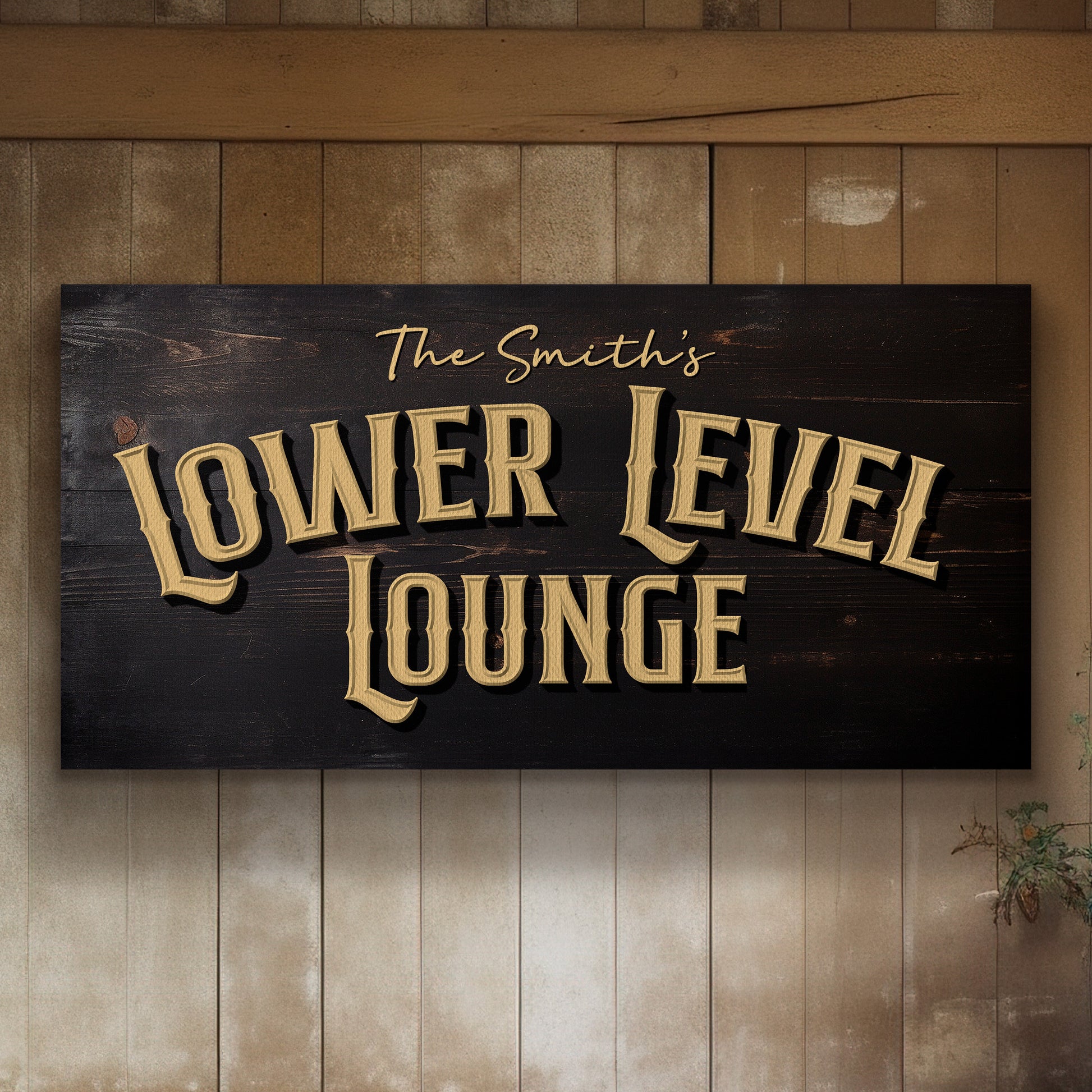 Custom Whiskey Bar Sign - Personalized Man Cave Canvas Art - Lower Level Lounge Decor with Custom Family Name - High Quality Canvas Print
