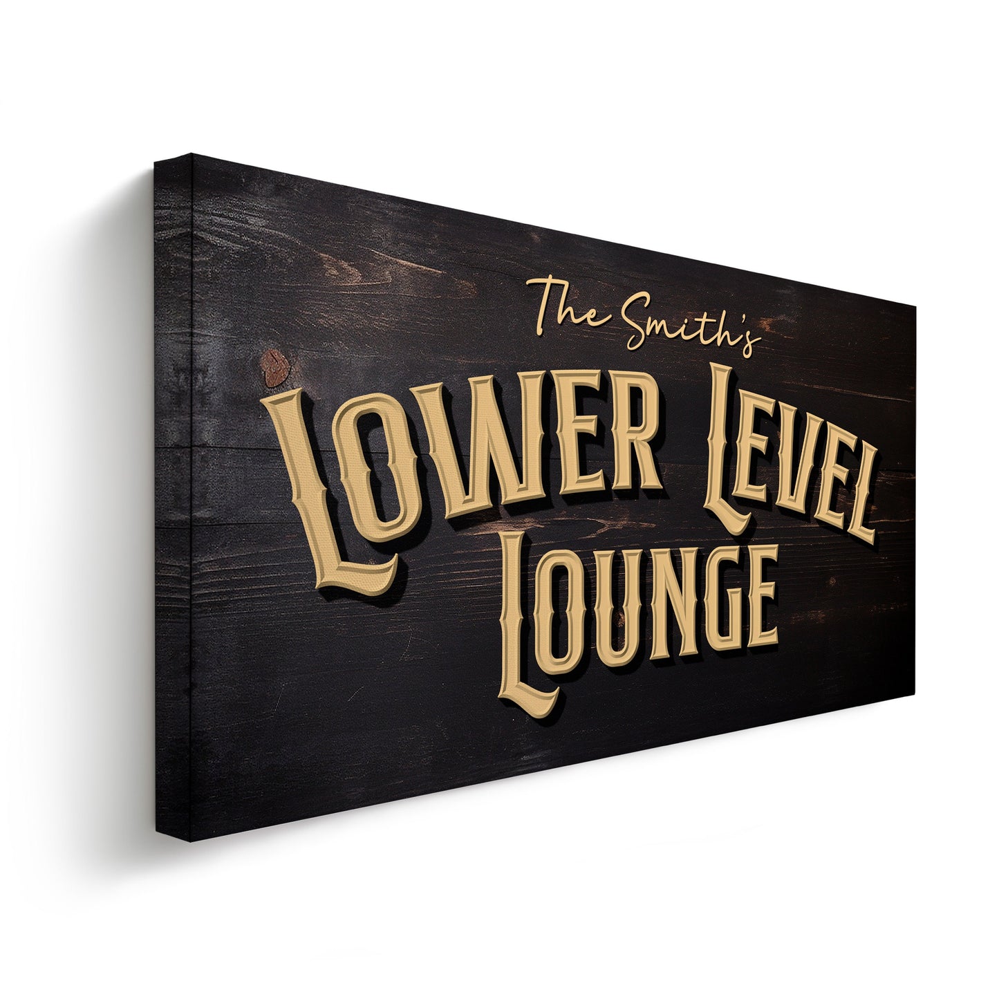 Custom Whiskey Bar Sign - Personalized Man Cave Canvas Art - Lower Level Lounge Decor with Custom Family Name - High Quality Canvas Print