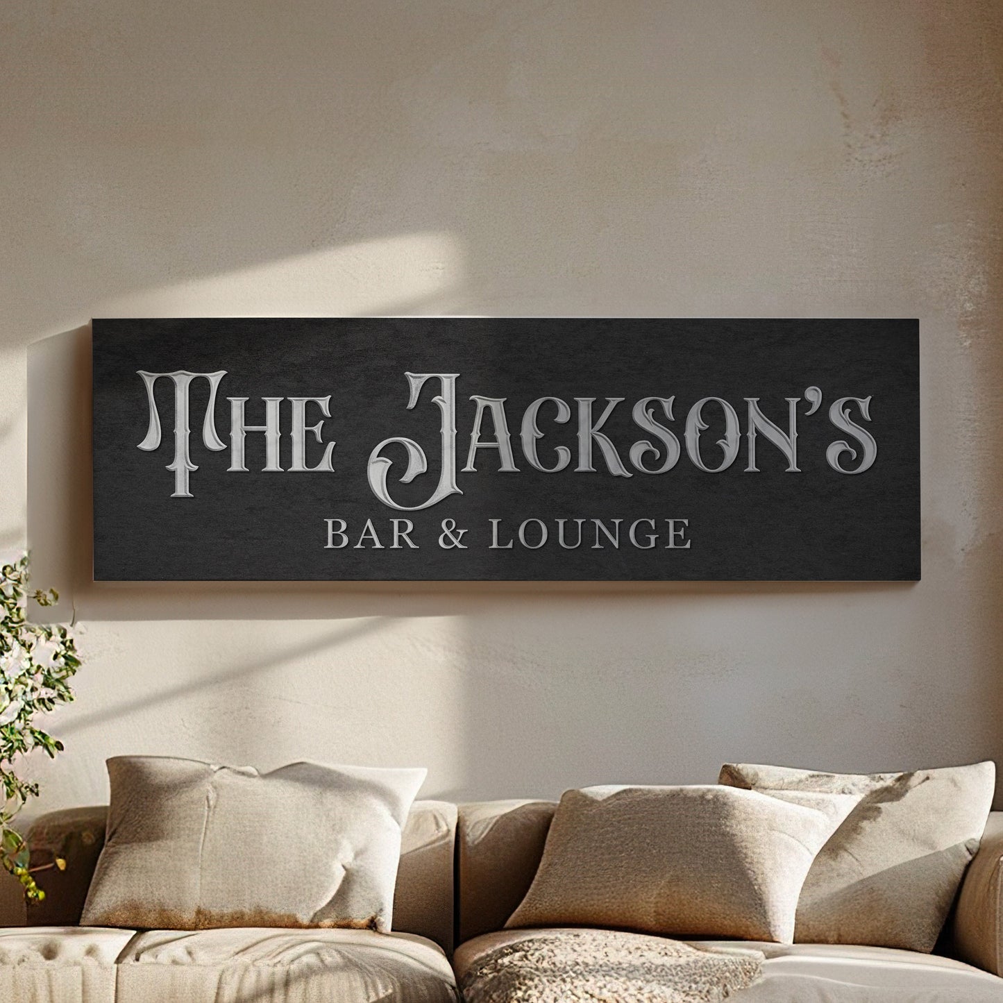 Custom Whiskey Bar Sign - Personalized Man Cave Canvas Art - Elegant Decor with Custom Family Name -  High Quality Canvas Print