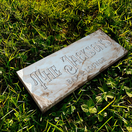 Custom Whiskey Bar Sign - Personalized Man Cave Canvas Art - Marble Textured Decor with Custom Family Name - High Quality Canvas Print