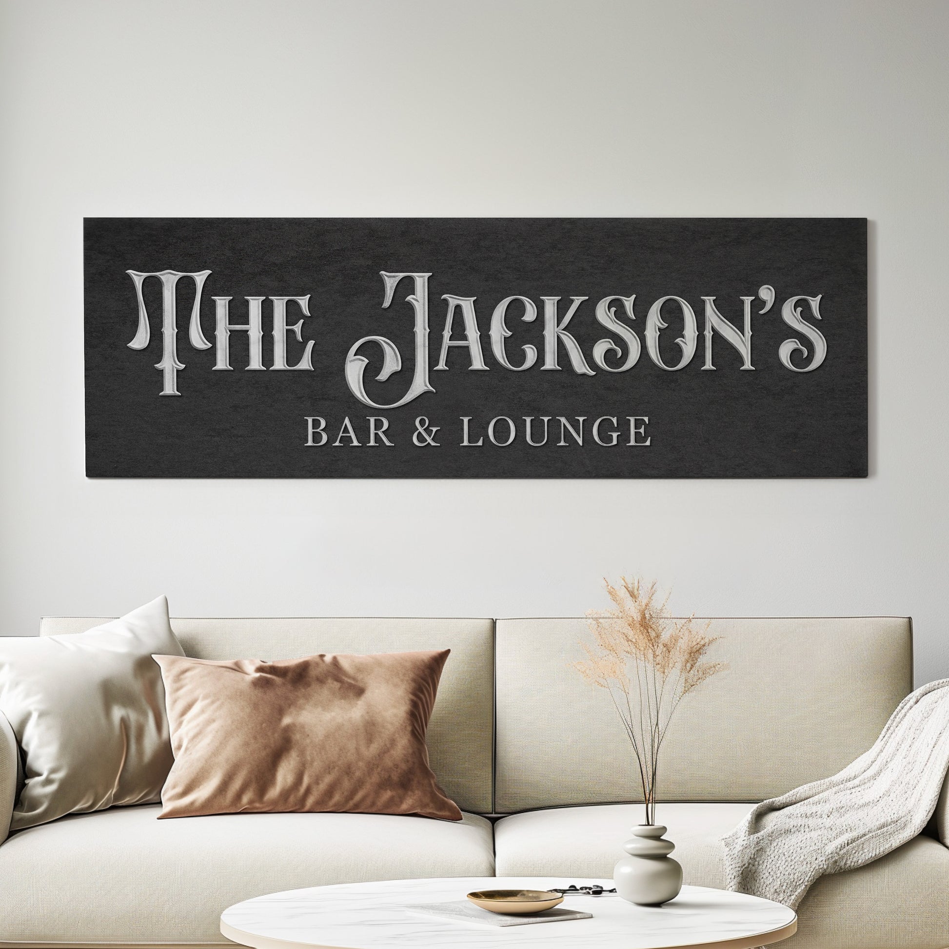 Custom Whiskey Bar Sign - Personalized Man Cave Canvas Art - Elegant Decor with Custom Family Name -  High Quality Canvas Print