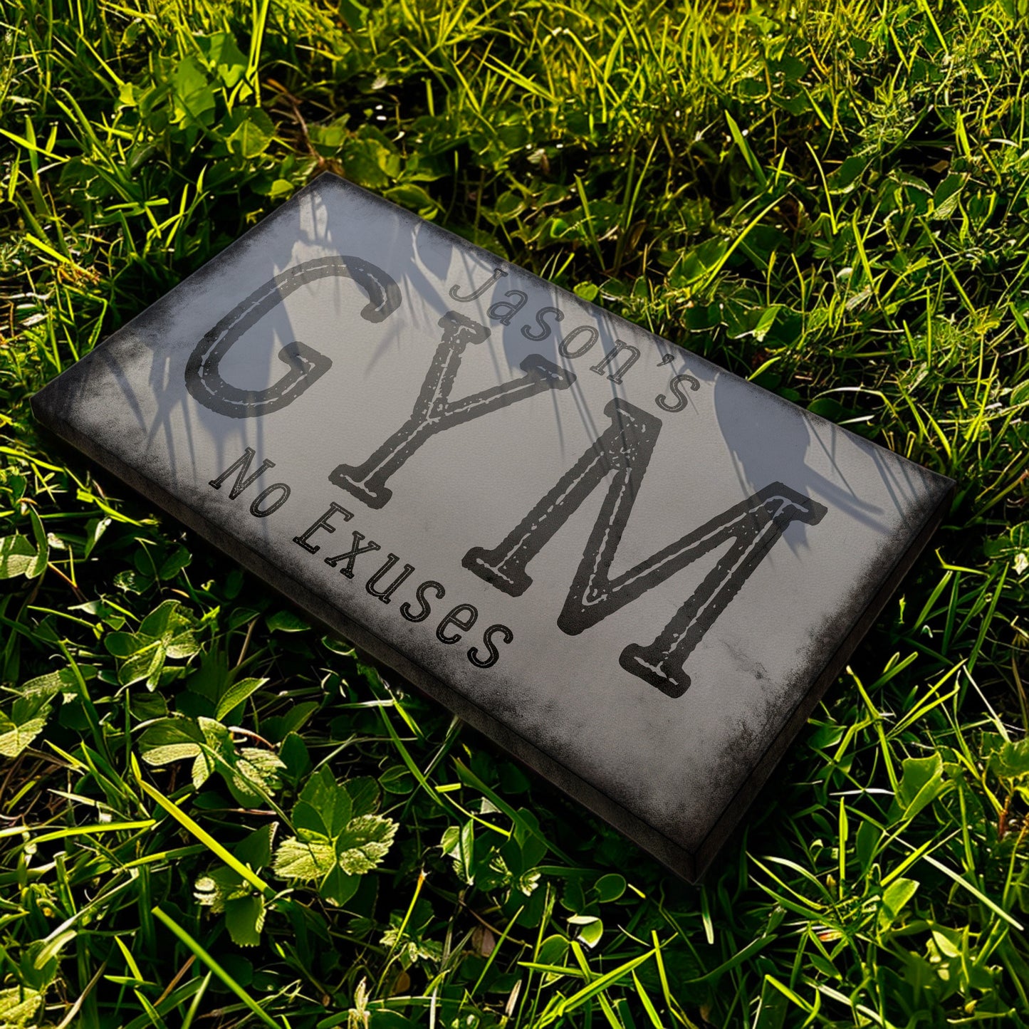 Custom Home Gym Sign, Man cave Sign Personalized Fitness Gifts, Rustic Concrete Fitness Center Decor Gym Logo Art Huge Canvas Wall Art