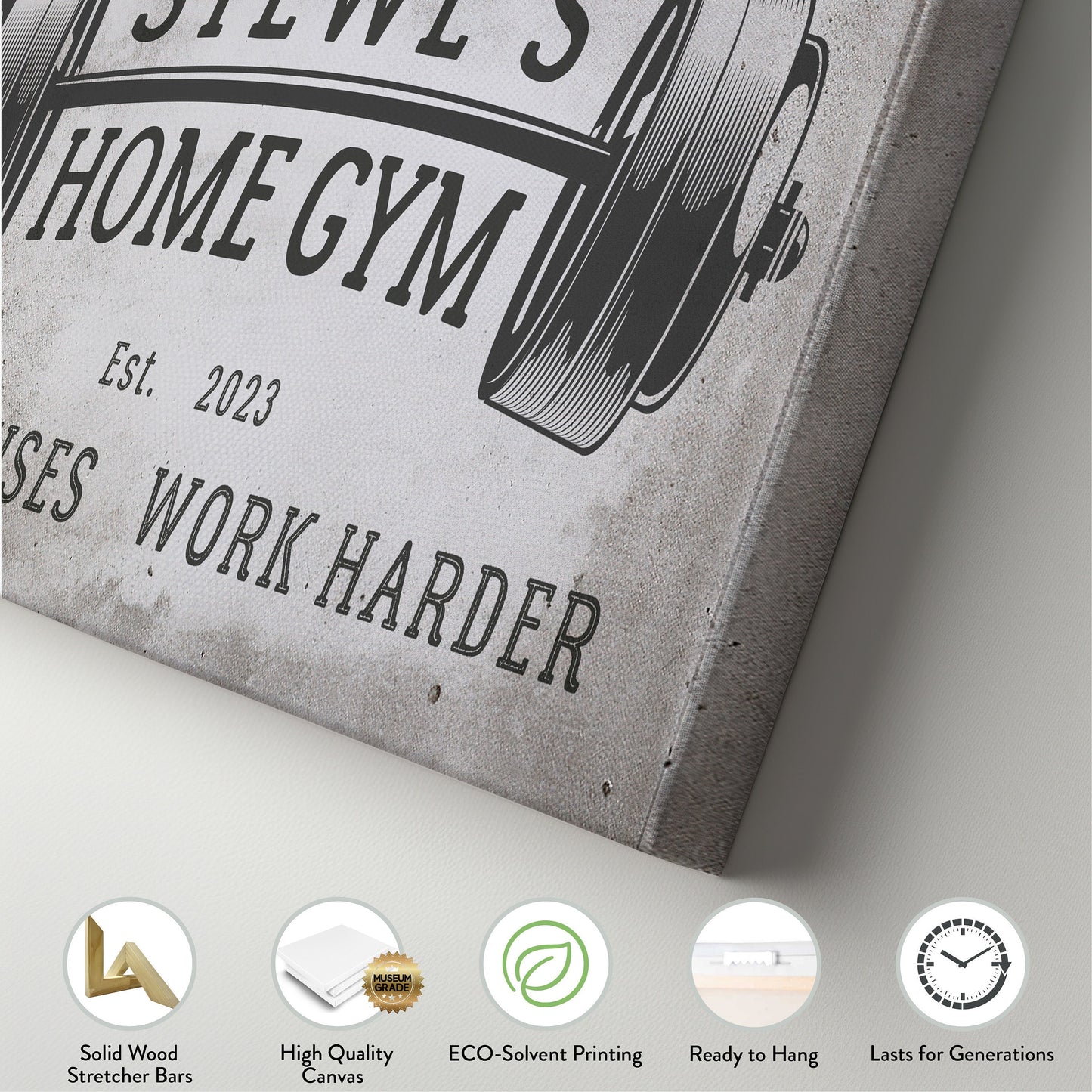 Custom Home Gym Sign, Man cave Sign Personalized Fitness Gifts, No Excuses Fitness Center Decor Gym Logo Art Huge Canvas Wall Art