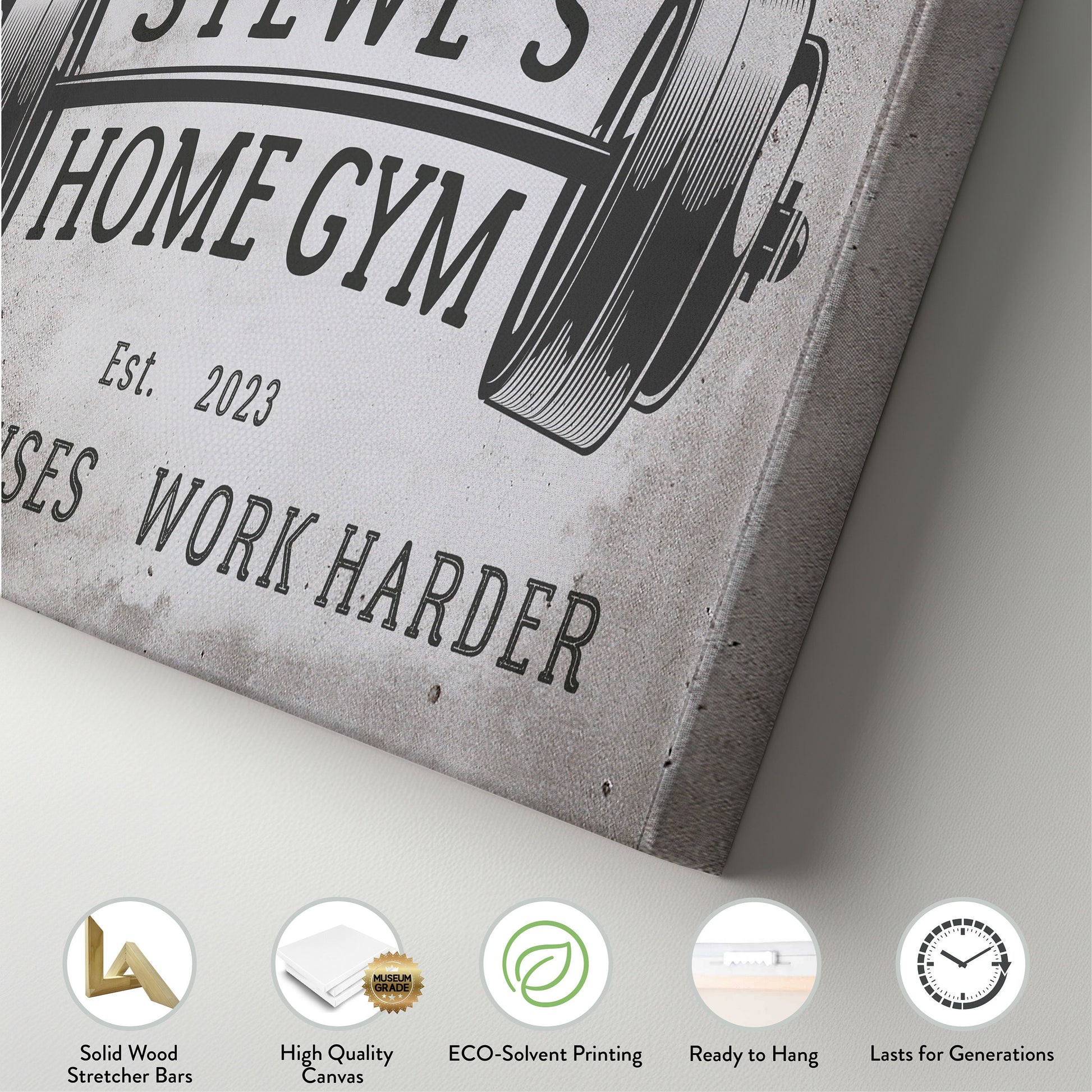 Custom Home Gym Sign, Man cave Sign Personalized Fitness Gifts, No Excuses Fitness Center Decor Gym Logo Art Huge Canvas Wall Art