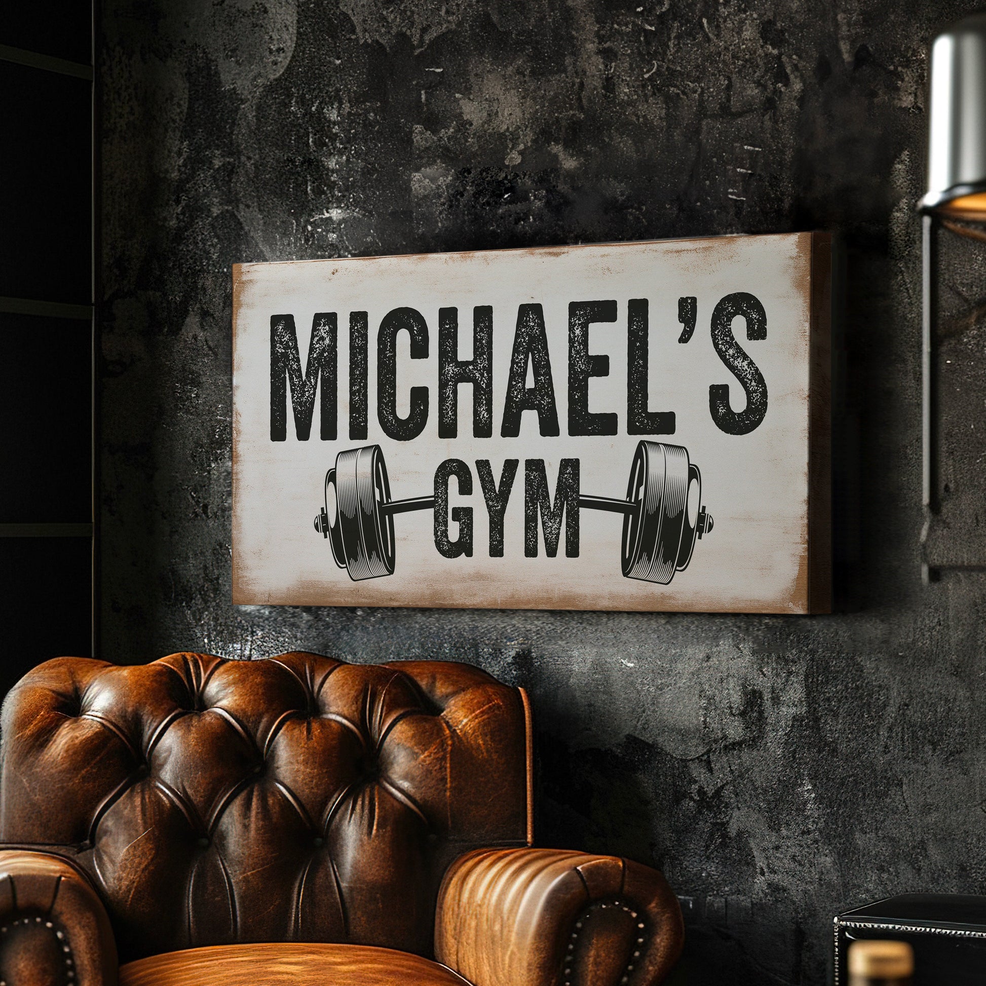 Custom Home Gym Sign, Man cave Sign Personalized Fitness Gifts, Family Name Custom Fitness Center Decor Gym Logo Art Huge Canvas Wall Art