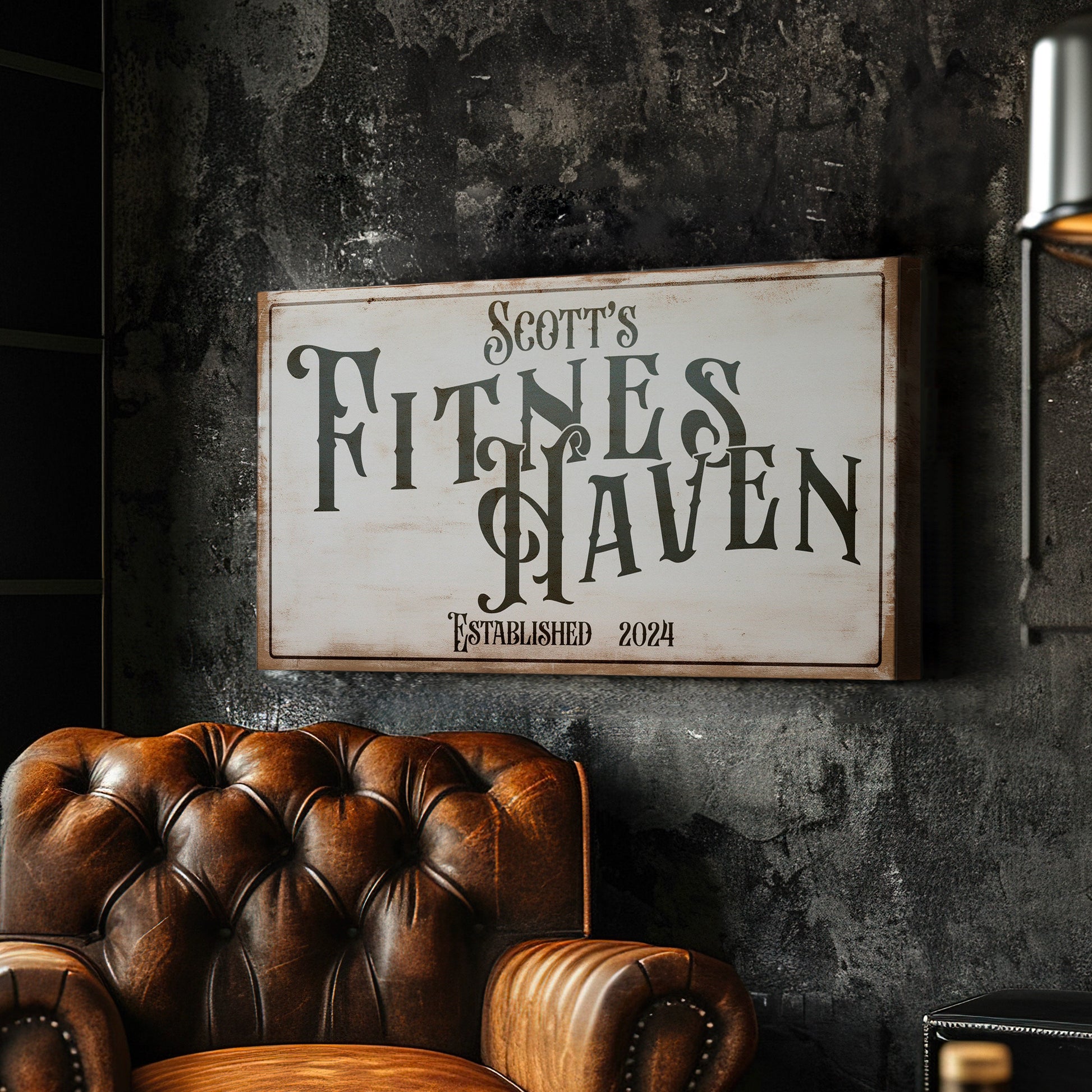 Custom Home Gym Sign, Fitness Haven Man cave Sign Personalized Fitness Gifts, Fitness Center Decor Gym Logo Art Huge Canvas Wall Art
