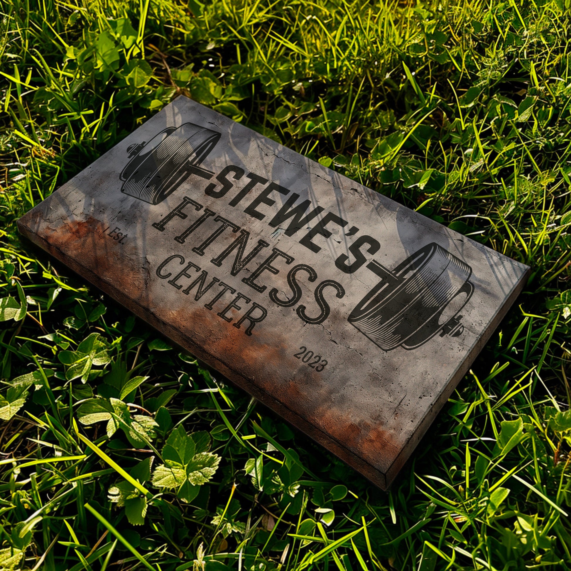 Custom Home Gym Sign, Man cave Sign Personalized Fitness Gifts, Concrete Graphic Fitness Center Decor Gym Logo Art Huge Canvas Wall Art