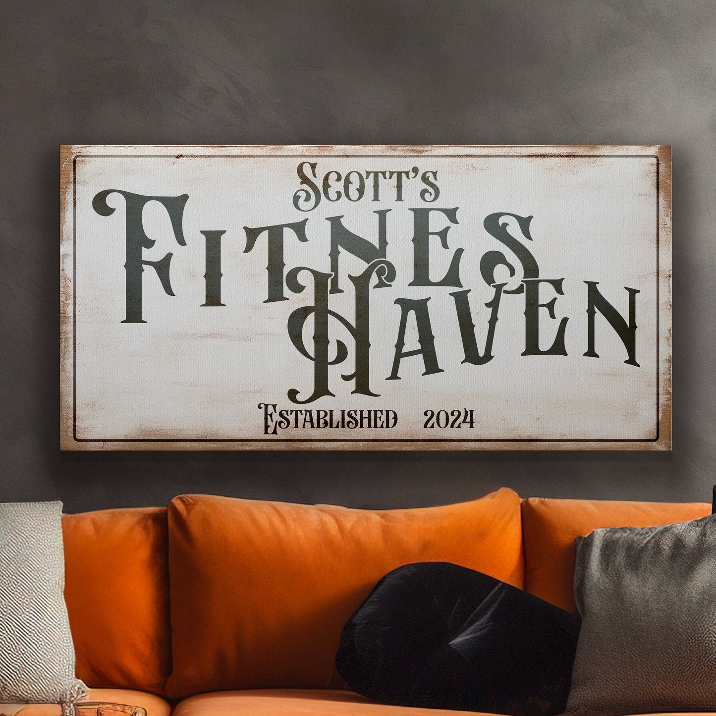 Custom Home Gym Sign, Fitness Haven Man cave Sign Personalized Fitness Gifts, Fitness Center Decor Gym Logo Art Huge Canvas Wall Art