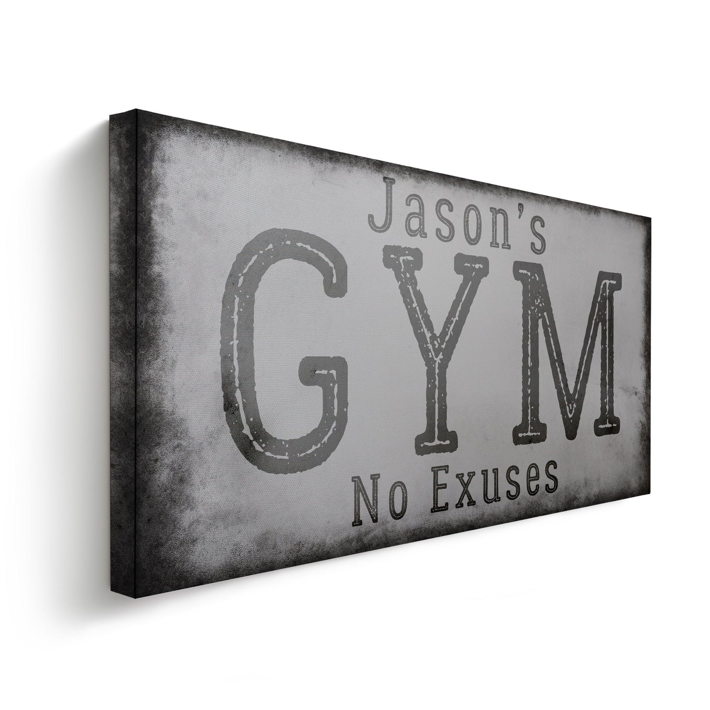 Custom Home Gym Sign, Man cave Sign Personalized Fitness Gifts, Rustic Concrete Fitness Center Decor Gym Logo Art Huge Canvas Wall Art
