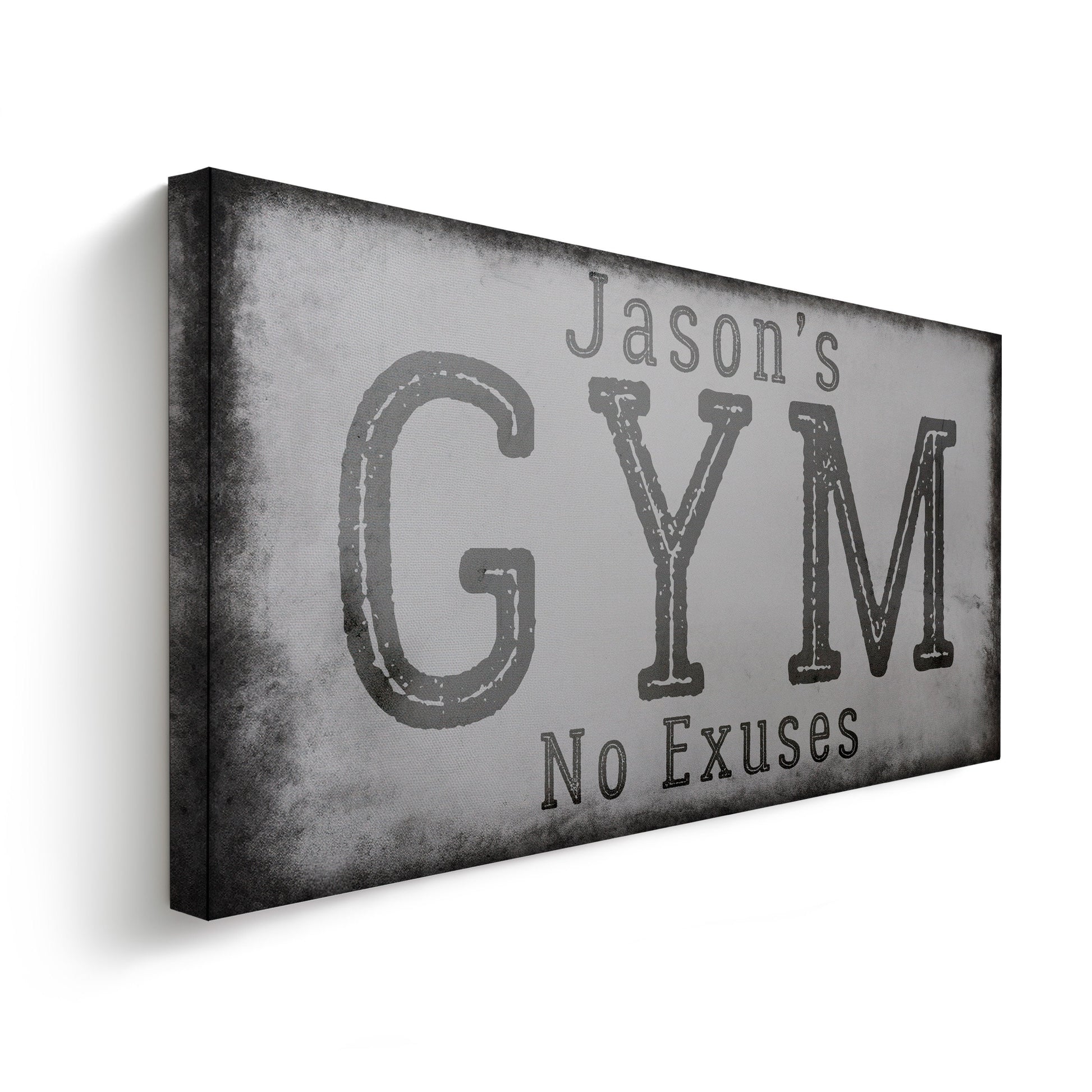 Custom Home Gym Sign, Man cave Sign Personalized Fitness Gifts, Rustic Concrete Fitness Center Decor Gym Logo Art Huge Canvas Wall Art