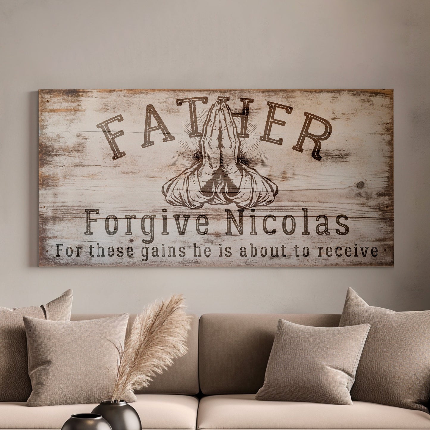 Custom Home Gym Sign, Man cave Sign Personalized Fitness Gifts, Religious Fitness Center Decor Gym Logo Art Huge Canvas Wall Art