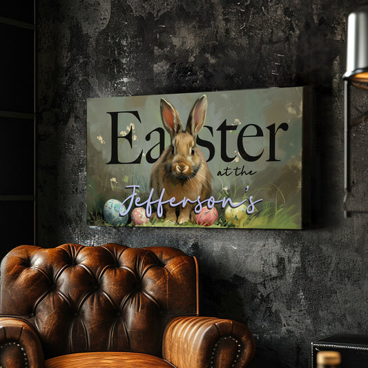 Family Name Carrot Patch Custom Easter Family Name Sign, Easter Decoration Rabbit Wall Art, Vintage Bunny Canvas, Spring Home Decor Wall Art