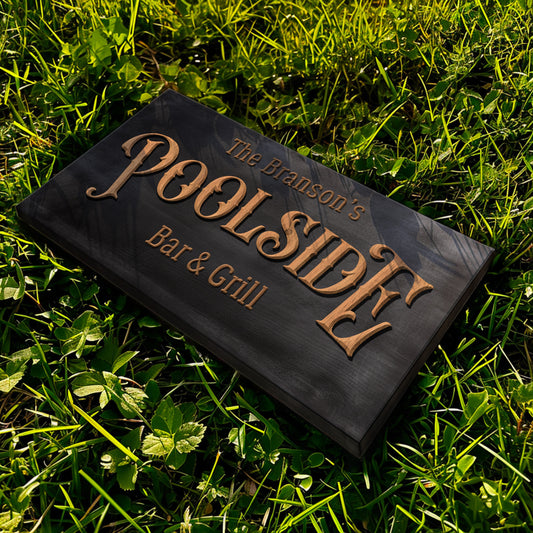 Custom Poolside Sign, Bar And Grill Personalized Pool Bar Gifts, Patio Decor Grill Bar Art Huge Canvas Wall Art