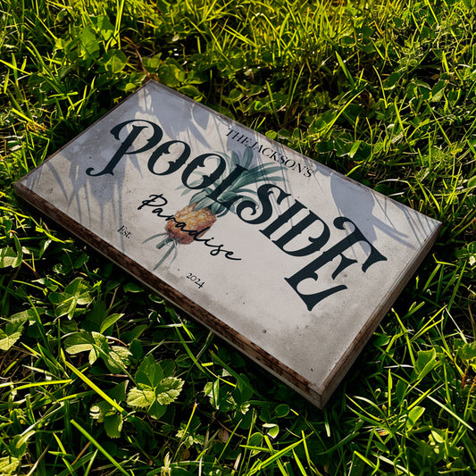 Custom Poolside Sign, Pineapple Design Paradise Personalized Pool Bar Gifts, Patio Decor Grill Bar Art Huge Canvas Wall Art