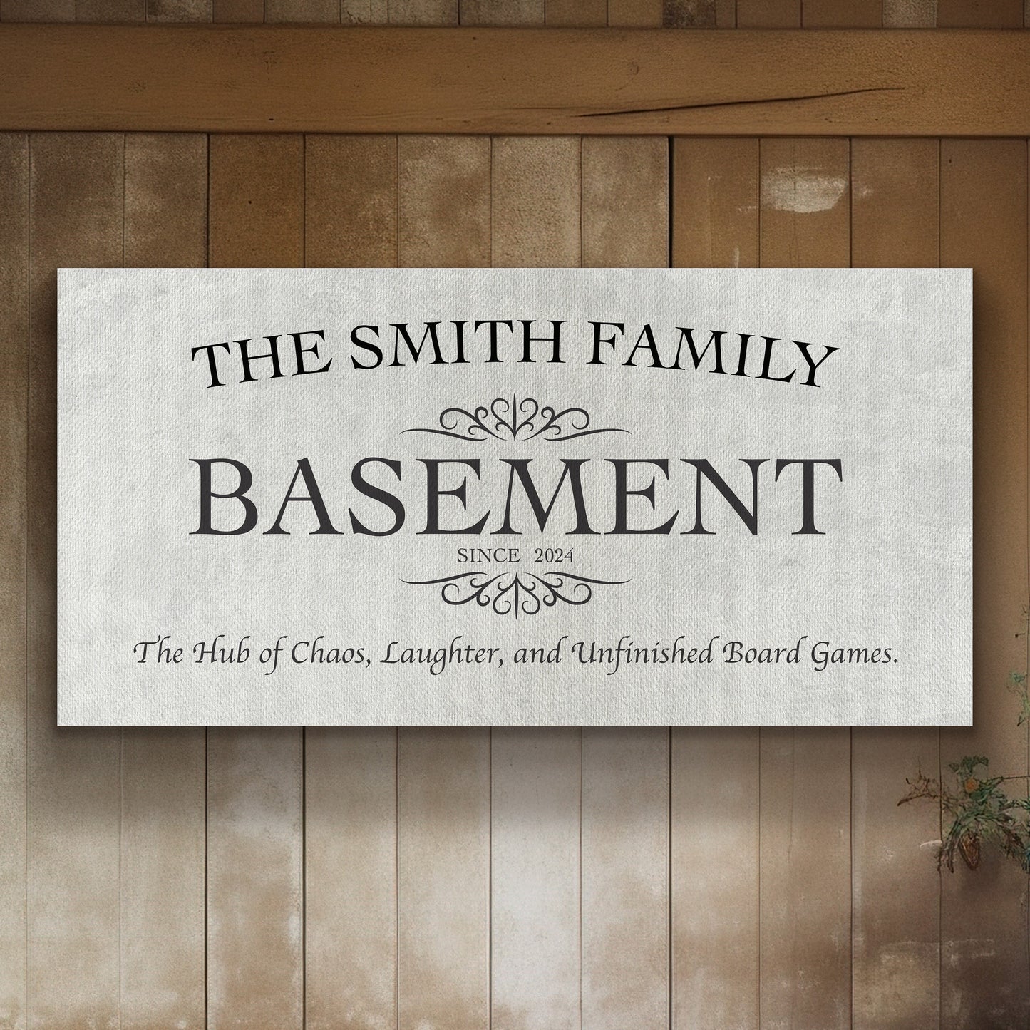 Custom Whiskey Bar Sign - Personalized Man Cave Canvas Art - Rustic Basement Decor with Custom Family Name - High Quality Canvas Print