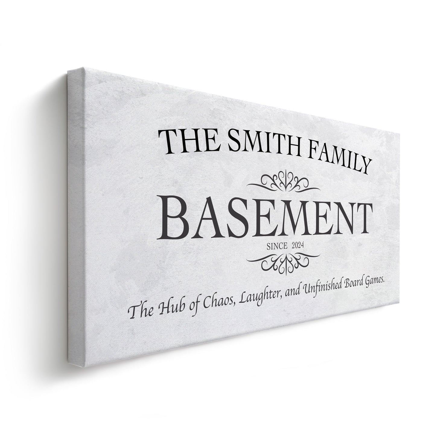 Custom Whiskey Bar Sign - Personalized Man Cave Canvas Art - Rustic Basement Decor with Custom Family Name - High Quality Canvas Print