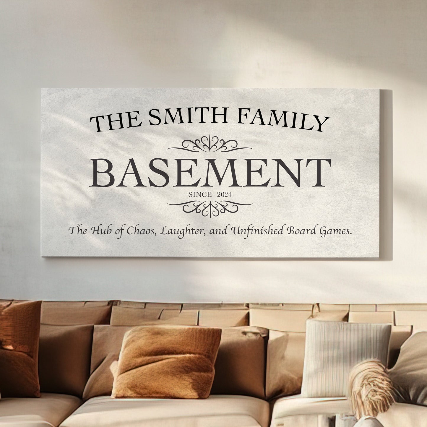 Custom Whiskey Bar Sign - Personalized Man Cave Canvas Art - Rustic Basement Decor with Custom Family Name - High Quality Canvas Print