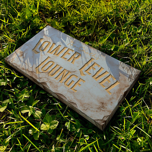 Custom Whiskey Bar Sign - Personalized Man Cave Marble Texture Lower Level Lounge Decor with Custom Family Name - High Quality Canvas Print