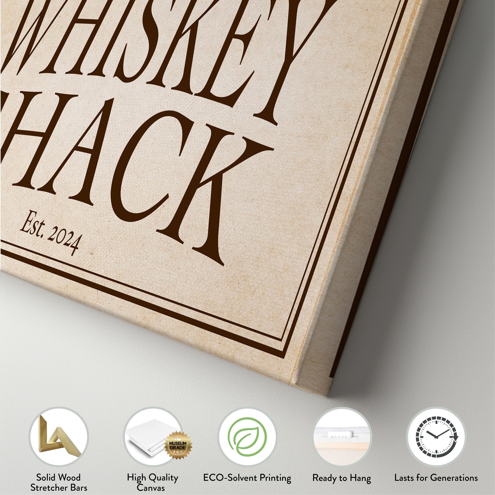 Custom Whiskey Bar Sign - Personalized Man Cave Canvas Art - Rustic Whiskey Shack Decor with Custom Family Name - High Quality Canvas Print