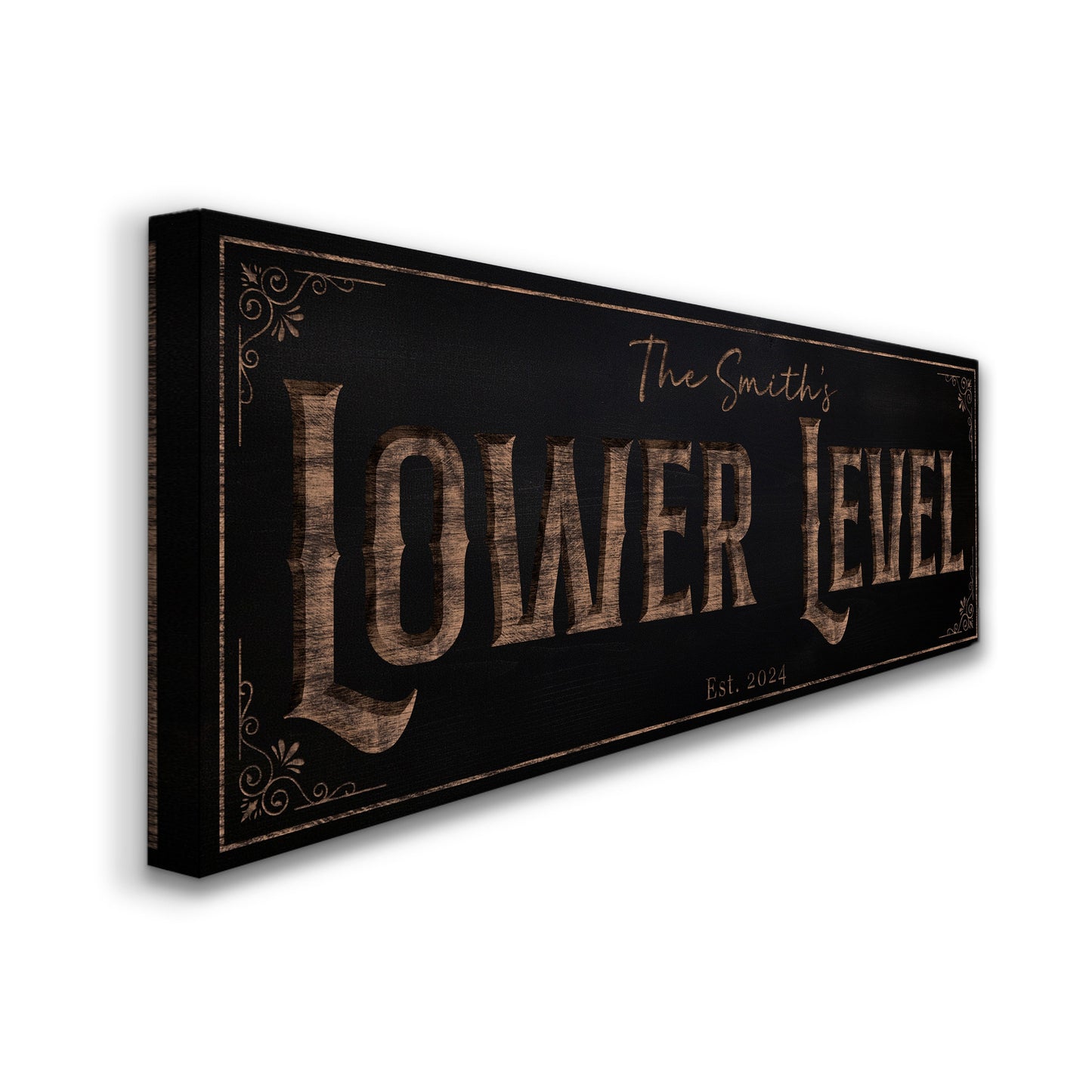 Custom Whiskey Bar Sign - Personalized Man Cave Canvas Art - Lower Level Rustic Decor with Custom Family Name - High Quality Canvas Print