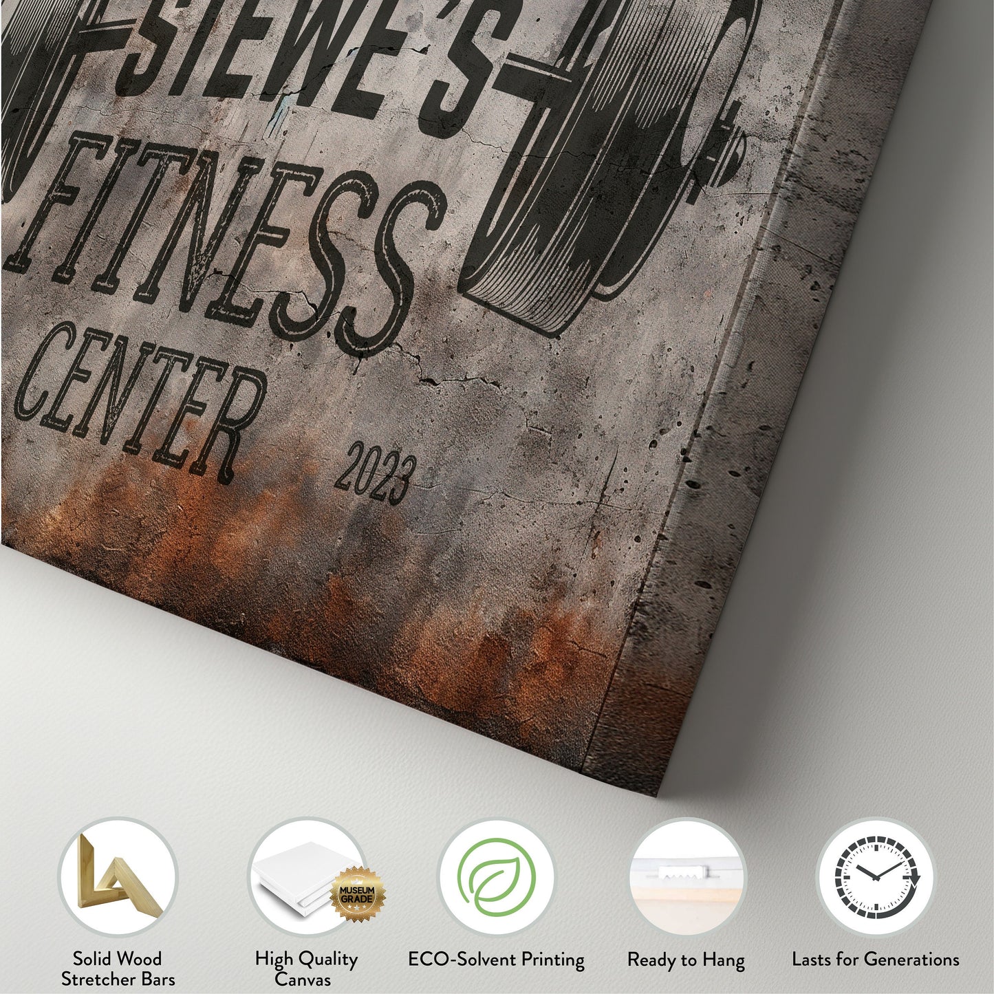 Custom Home Gym Sign, Man cave Sign Personalized Fitness Gifts, Concrete Graphic Fitness Center Decor Gym Logo Art Huge Canvas Wall Art