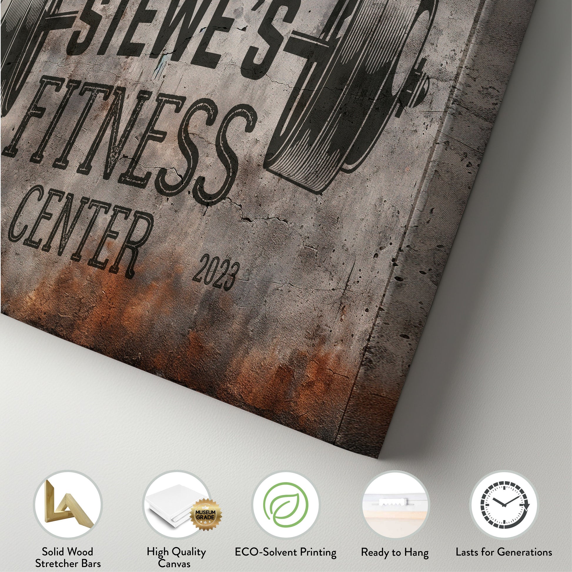 Custom Home Gym Sign, Man cave Sign Personalized Fitness Gifts, Concrete Graphic Fitness Center Decor Gym Logo Art Huge Canvas Wall Art