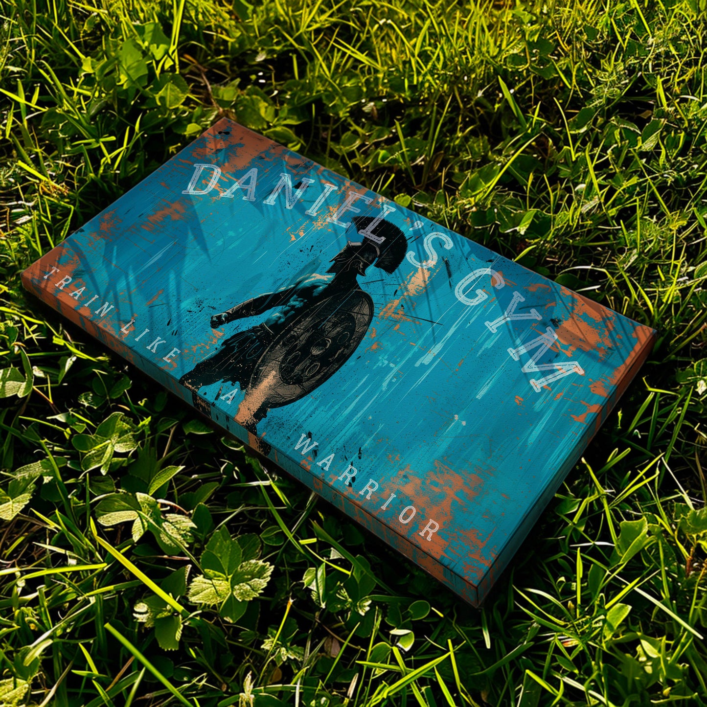 Custom Home Gym Sign, Man cave Sign Personalized Fitness Gifts, Spartan Warrior Fitness Center Decor Gym Logo Art Huge Canvas Wall Art