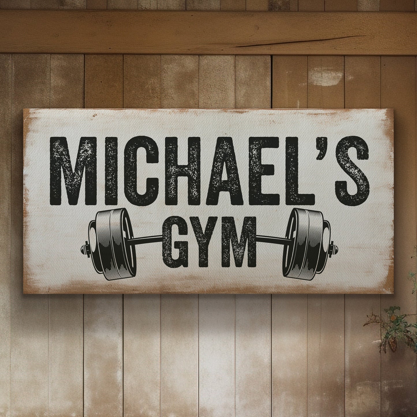 Custom Home Gym Sign, Man cave Sign Personalized Fitness Gifts, Family Name Custom Fitness Center Decor Gym Logo Art Huge Canvas Wall Art